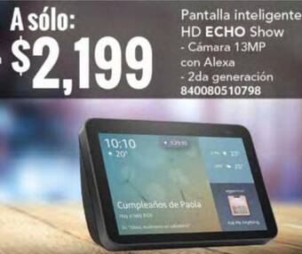 City Club Pantalla inteligente HD ECHO Show - Cámara 13MP con Alexa - 2da generación oferta