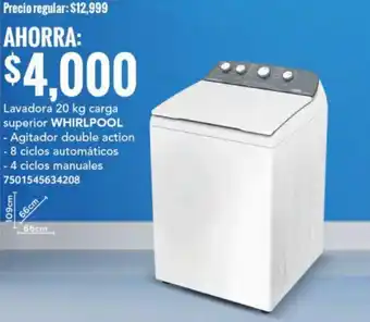 City Club Lavadora 20 kg carga superior WHIRLPOOL oferta