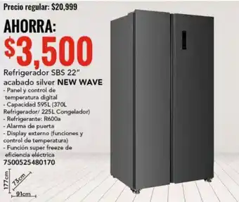 City Club Refrigerador SBS 22" acabado silver NEW WAVE oferta
