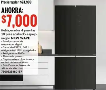 City Club Refrigerador 4 puertas 18 pies acabado espejo negro NEW WAVE oferta