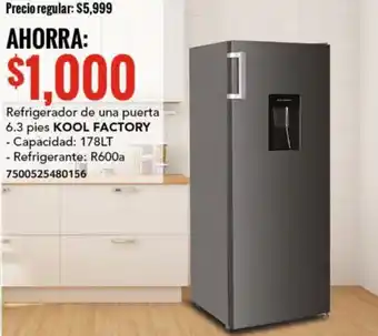 City Club Refrigerador de una puerta 6.3 pies KOOL FACTORY oferta