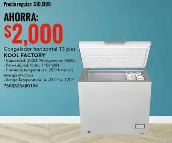 City Club Congelador horizontal 13 pies KOOL FACTORY oferta