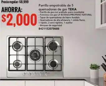 City Club Parrilla empotrable de 5 quemadores de gas TEKA oferta
