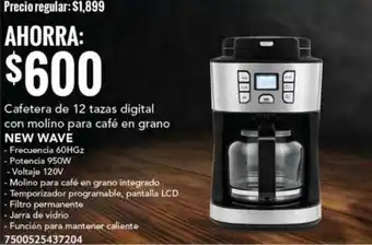 City Club Cafetera de 12 tazas digital con molino para café en grano NEW WAVE oferta