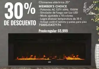 City Club Chimenea eléctrica 20" MEMBER'S CHOICE oferta