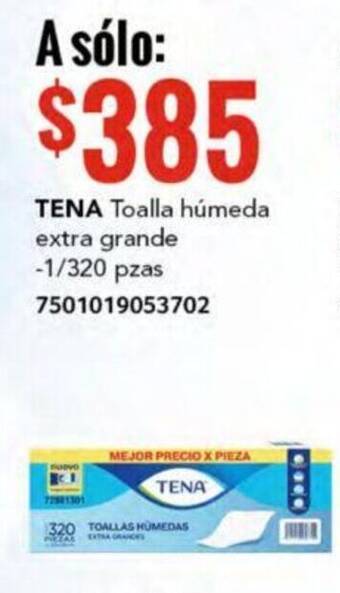 City Club TENA Toalla húmeda extra grande -1/320 pzas oferta