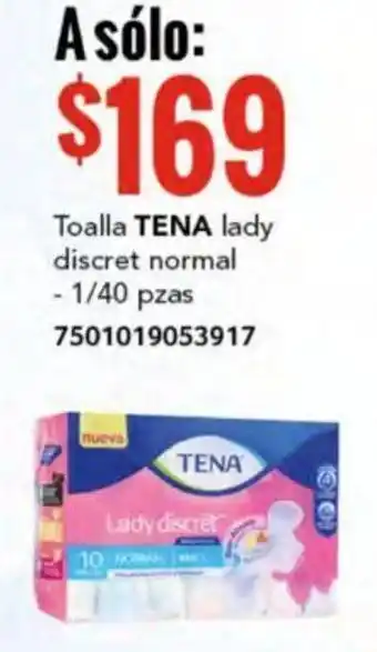 Toalla TENA lady discret normal - 1/40 pzas