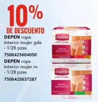 City Club DEPEND ropa interior mujer gde / m - 1/28 pza oferta