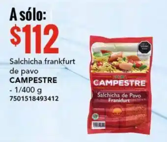 Salchicha frankfurt de pavo CAMPESTRE - 1/400 g
