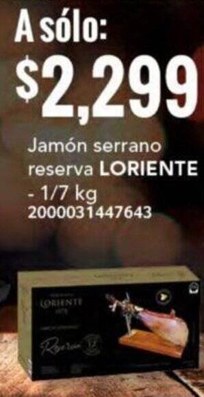 City Club Jamón serrano reserva LORIENTE - 1/7 kg oferta