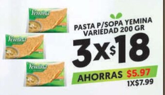 Pasta P/Sopa Yemina Variedad 200 GR