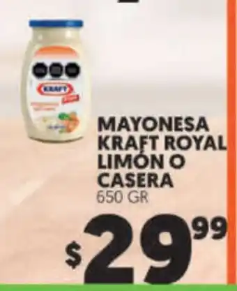Merco Mayonesa Kraft Royal Limon o Casera 650 GR oferta