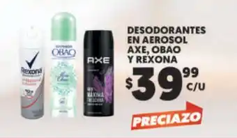 Desodorantes en Aerosol Axe, Obao Y Rexona