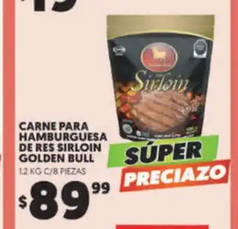 Merco Carne para Hamburguesa de Res Sirloin Golden Bull 12 KG C/8 Piezas oferta