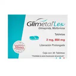 Farmacias YZA Glimetal lex 2mg/850mg 30 tabs oferta