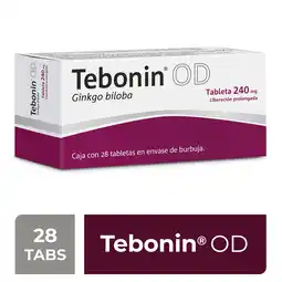 Farmacias YZA Tebonin od liberacion prol 240mg 28 tabs oferta