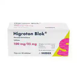 Farmacias YZA Higroton blok 100mg/25mg 28 tabs oferta