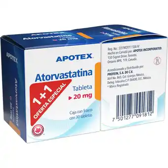 Farmacias YZA Atorvastatina 1m1 20mg 30 tabs oferta