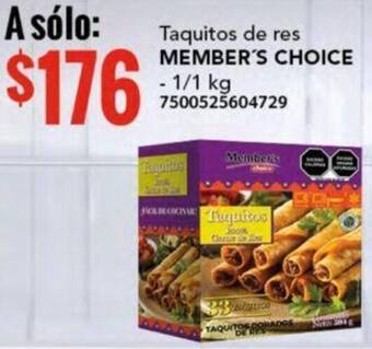 City Club MEMBER'S CHOICE Taquitos de res 1/1kg oferta