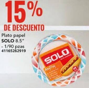 City Club Plato papel SOLO 8.5" 1/90 pzas oferta