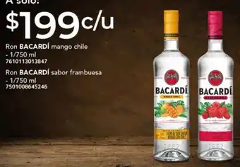 City Club Ron BACARDI mango chile 1/750ml/ Ron BACARDÍ sabor frambuesa 1/750ml oferta
