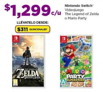 Bodega Aurrerá Nintendo Switch Videojuego c/u The Legend of Zelda o Mario Party oferta
