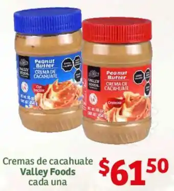 Soriana Híper Cremas de cacahuate Valley Foods cada una oferta