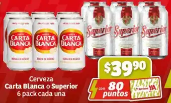 Soriana Híper Carta Blanca o Superior 6 pack cada una oferta