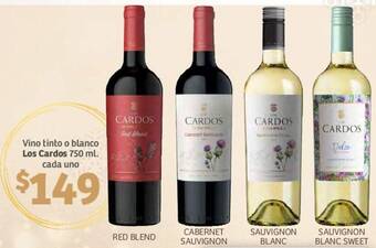 Soriana Híper Vino tinto o blanco Los Cardos 750ml oferta