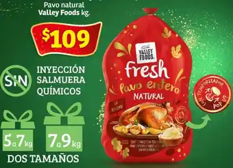 Soriana Híper Pavo natural Valley Foods kg oferta
