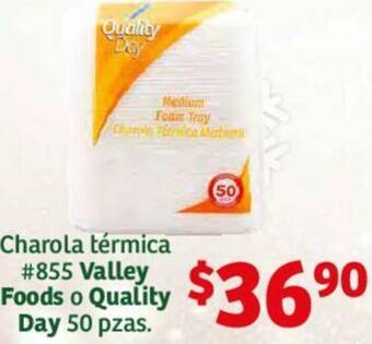 Soriana Híper Charola térmica #855 Valley Foods o Quality Day 50 pzas. oferta