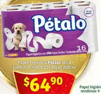 Soriana Híper Papel higiénico Pétalo ultra jumbo 16 rollos 234 hojas dobles oferta