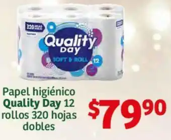 Soriana Híper Papel higiénico Quality Day 12 rollos 320 hojas dobles oferta