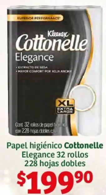 Soriana Híper Papel higiénico Cottonelle Elegance 32 rollos 228 hojas dobles oferta