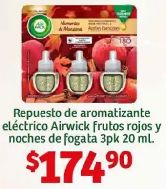 Repuesto de aromatizante eléctrico Airwick frutos rojos y noches de fogata 3pk 20 ml.