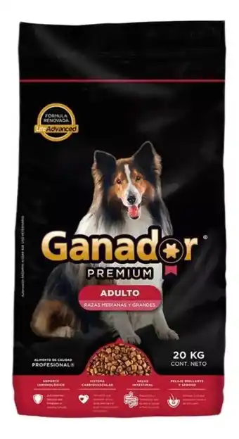 Mercado Libre Alimento ganador premium para perro adulto de raza mediana y grande en bolsa de 20kg oferta