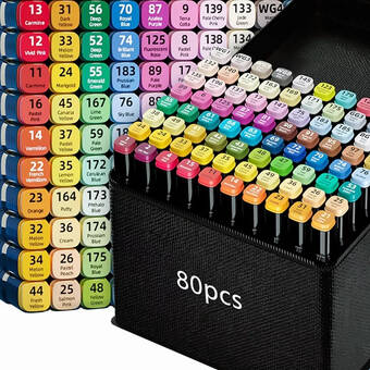 Mercado Libre Marcadores doble punta plumones punta pincel 80 colores oferta