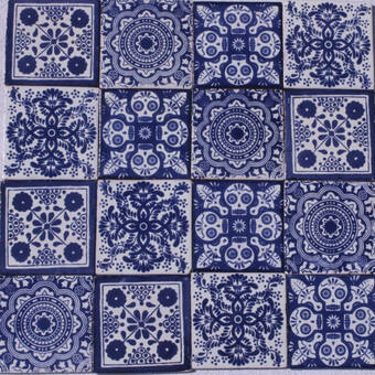 Mercado Libre Azulejos de talavera 100 piezas 10cmx10cm blanco y azul prim oferta