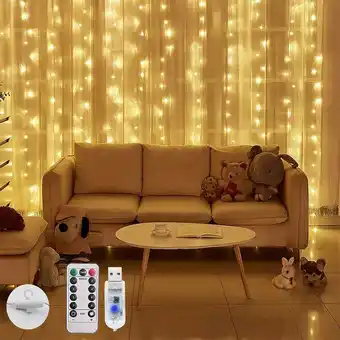 Mercado Libre Cortinas luces 300 led decorativas usb 3x3m 8 modos 1pz oferta