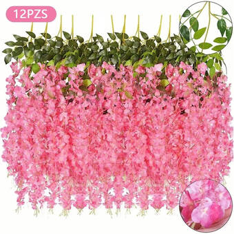 Mercado Libre Flores artificial wisteria 12pzs 1.1m decoración fiesta boda oferta