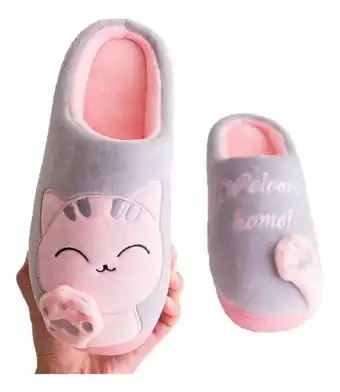 Mercado Libre Pantuflas cálidas de gato de dibujos animados para mujer oferta