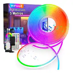 Mercado Libre Tiras de led multicolor neón con control por app, 5m oferta