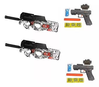 Mercado Libre Ametralladora automatica p90 blaster arma hidrogel x2 combo oferta
