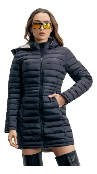 Mercado Libre Chamarra larga ligera negro holly land s148 capitonado mujer oferta