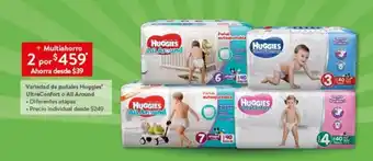 Variedad de pañales Huggies UltraConforto All Around Diferentes etapas 2 por