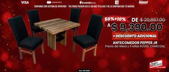 Muebles Troncoso ANTECOMEDOR PEPPER JR Precio de: Mesa y 4 sillas RUSSEL CHARCOAL. oferta
