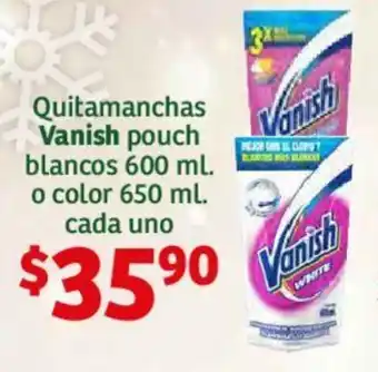 Soriana Híper Quitamanchas Vanish pouch blancos 600 ml. o color 650 ml. cada uno oferta