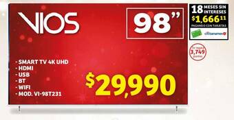 Soriana Híper VIOS SMART TV 4K UHD 98" oferta
