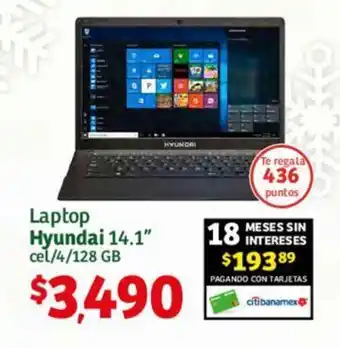 Soriana Híper Laptop Hyundai 14.1" cel/4/128 GB oferta
