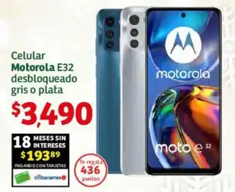 Soriana Híper Celular Motorola E32 desbloqueado gris o plata oferta